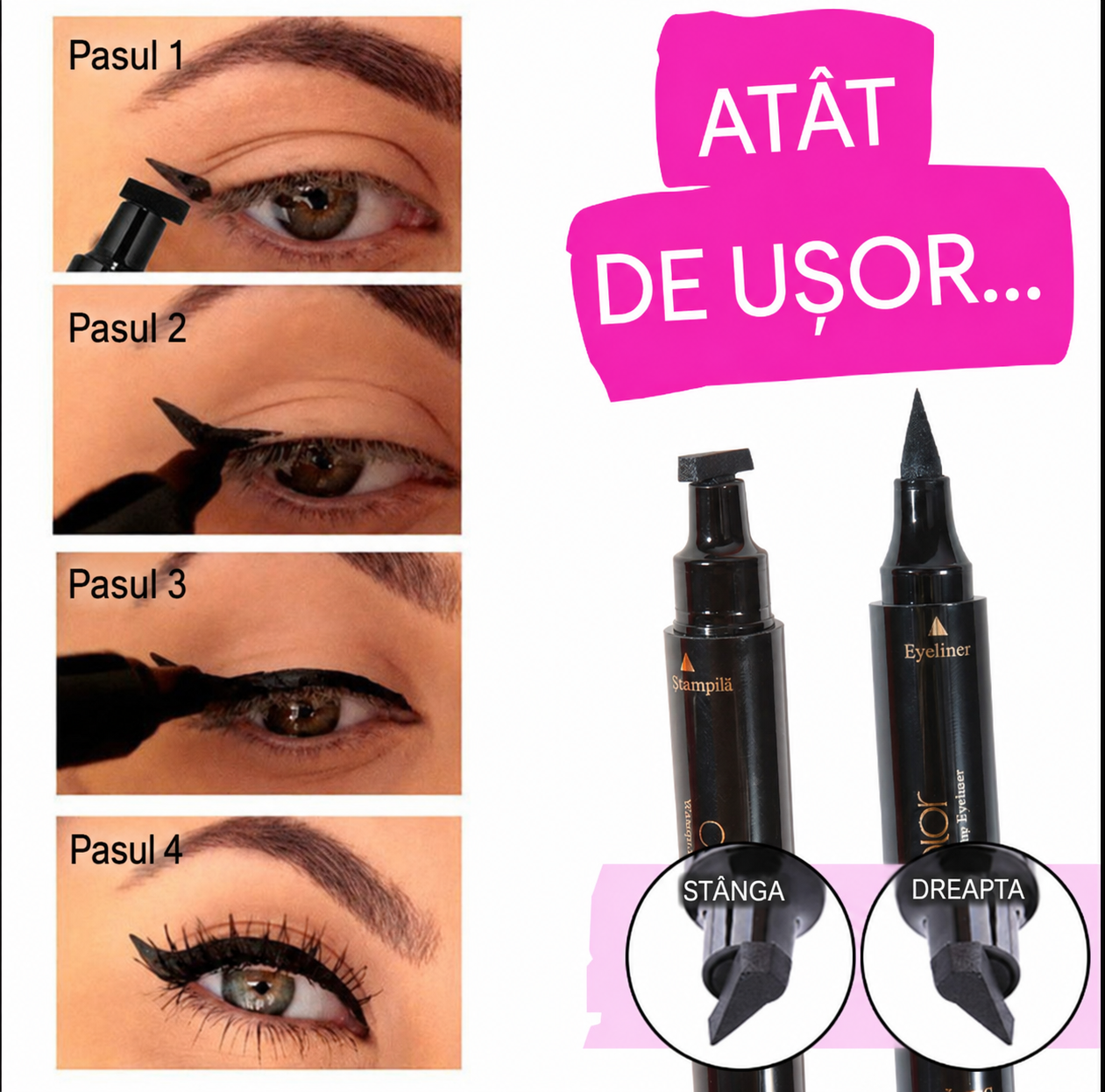 Eyeliner 2 în 1 cu Ștampilă pentru Codițe Perfecte