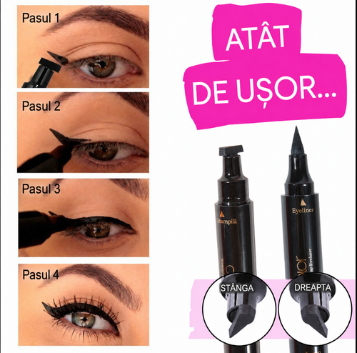 Eyeliner 2 în 1 cu Ștampilă pentru Codițe Perfecte